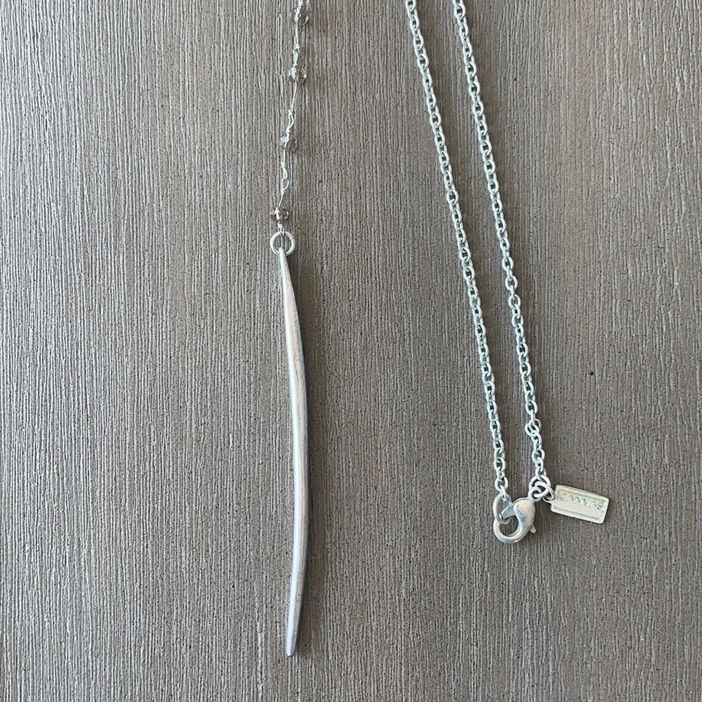 Silver and light gray beaded necklace